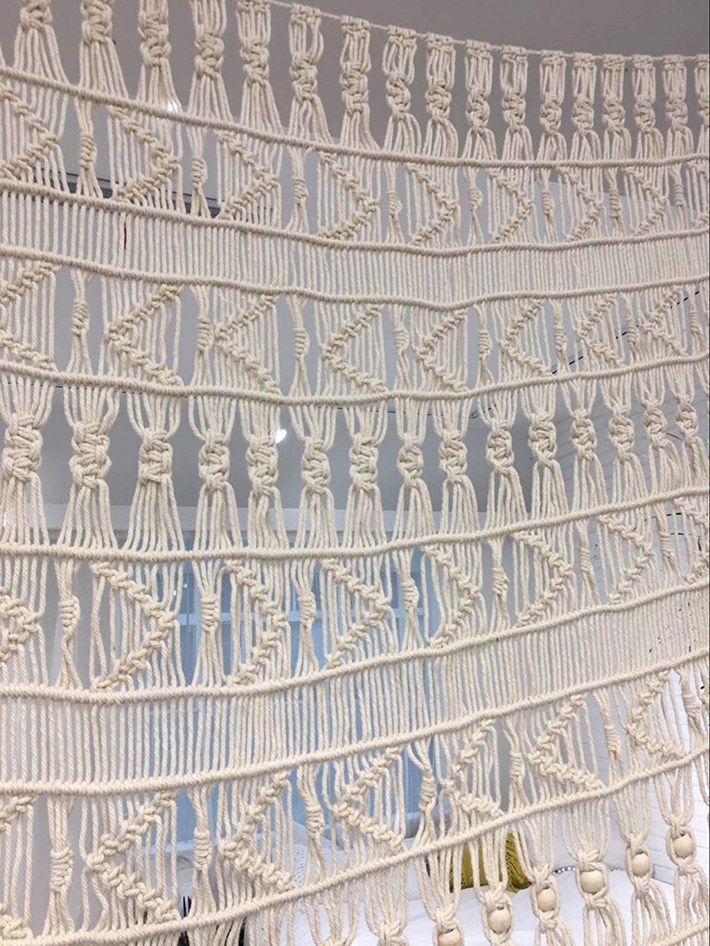 Flber Macrame Curtains for Doorways Boho Windows Macrame Wall Hanging Boho-Inspired Touch Window Curtain,52" Wx56 H - Image 5